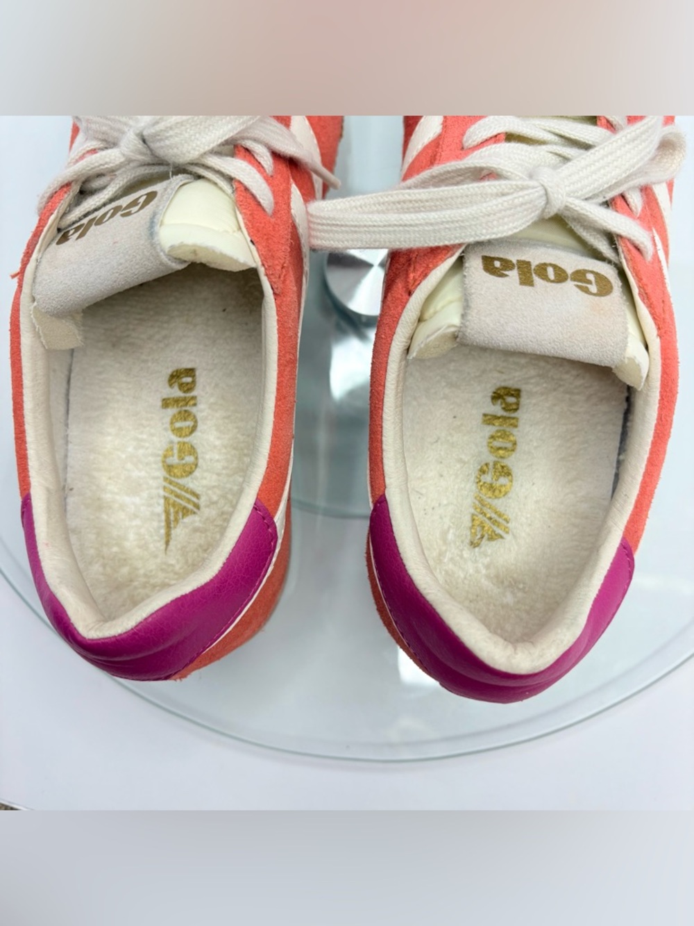 Gola Elan Sneakers Coral Pink Suede Leather Gum Sole Retro Bold Women’s 7.5 - Picture 9 of 11